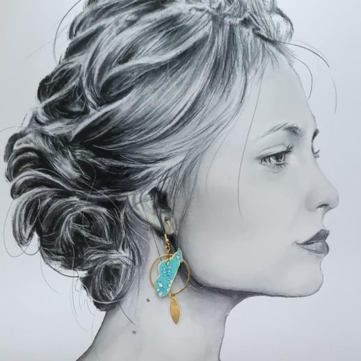 Boucles d'oreilles arbre du voyageur et Madagascar en liberty Capel mint Boucles d'oreilles arbre du voyageur et Madagascar en liberty Capel mint