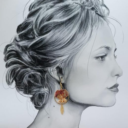 Boucles d'oreilles chien et chat Kawaï en TISSU Ciara fauve Boucles d'oreilles chien et chat Kawaï en TISSU Ciara fauve