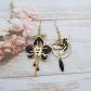 boucles d'oreilles colibri et orchidée en liberty Erica noir
