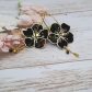 Boucles d'oreilles grandes créoles fleurs de cerisier en TISSU liberty Erica noir