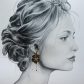Boucles d'oreilles grandes créoles fleurs de cerisier en TISSU liberty Erica noir