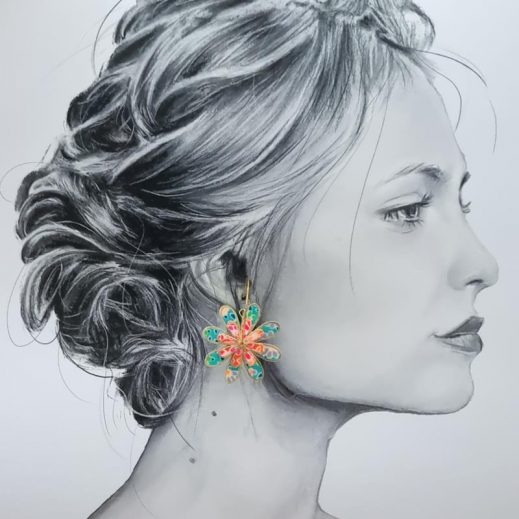 Boucles d'oreilles créoles grandes Marguerites fleurs en tissu Petit pan calendula et acier inoxydable doré Boucles d'oreilles créoles grandes Marguerites fleurs en tissu Petit pan calendula et acier inoxydable doré