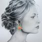 Boucles d'oreilles créoles grandes Marguerites fleurs en tissu Petit pan calendula et acier inoxydable doré