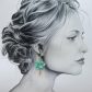 Boucles d'oreilles colibri et fleur de cerisier en petit pan calendula vert