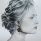 Boucles d'oreilles colibri et fleur de cerisier en liberty Erica noir