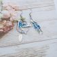boucles d'oreilles colibri et plume en liberty Lilly Jane bleu