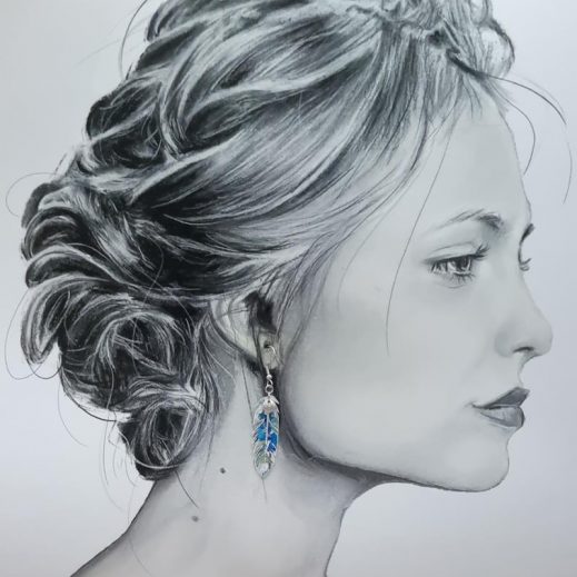 boucles d'oreilles colibri et plume en liberty Lilly Jane bleu boucles d'oreilles colibri et plume en liberty Lilly Jane bleu