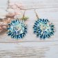 Boucles d'oreilles grands tournesols en Tissu Maya et Wiltshire Crystal blue