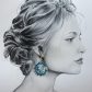 Boucles d'oreilles grands tournesols en Tissu Maya et Wiltshire Crystal blue