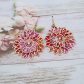 Boucles d'oreilles grands tournesols en Tissu japonais Sakura rouge
