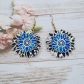 Boucles d'oreilles grands tournesols en Tissu Petit Pan hanako et liberty capel bleu