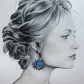 Boucles d'oreilles grands tournesols en Tissu Petit Pan hanako et liberty capel bleu