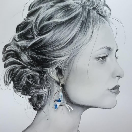 Boucles d'oreilles oiseau Paille en queue et La Réunion en liberty Lilly-Jane bleu Boucles d'oreilles oiseau Paille en queue et La Réunion en liberty Lilly-Jane bleu