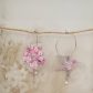 Boucles d'oreilles grandes créoles fleurs de cerisier et colibri en TISSU liberty Mitsi Valéria rose