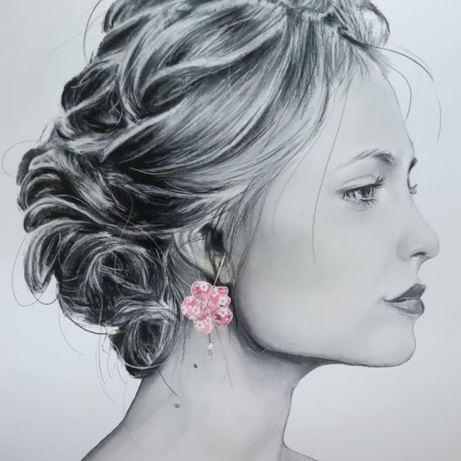 Boucles d'oreilles grandes créoles fleurs de cerisier et colibri en TISSU liberty Mitsi Valéria rose Boucles d'oreilles grandes créoles fleurs de cerisier et colibri en TISSU liberty Mitsi Valéria rose