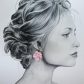 Boucles d'oreilles grandes créoles fleurs de cerisier et colibri en TISSU liberty Mitsi Valéria rose