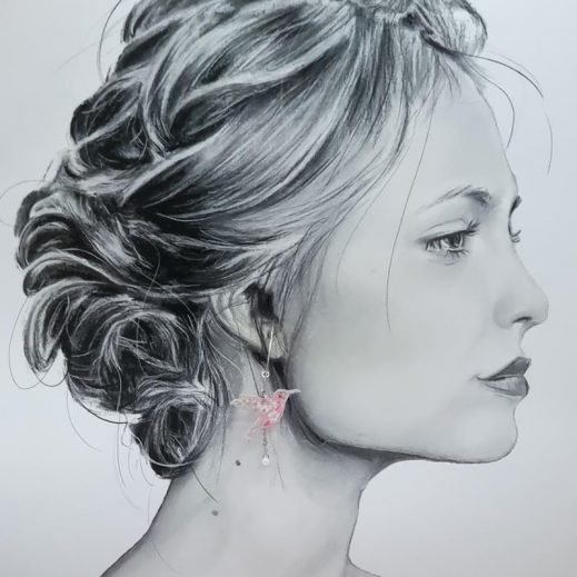 Boucles d'oreilles grandes créoles fleurs de cerisier et colibri en TISSU liberty Mitsi Valéria rose Boucles d'oreilles grandes créoles fleurs de cerisier et colibri en TISSU liberty Mitsi Valéria rose