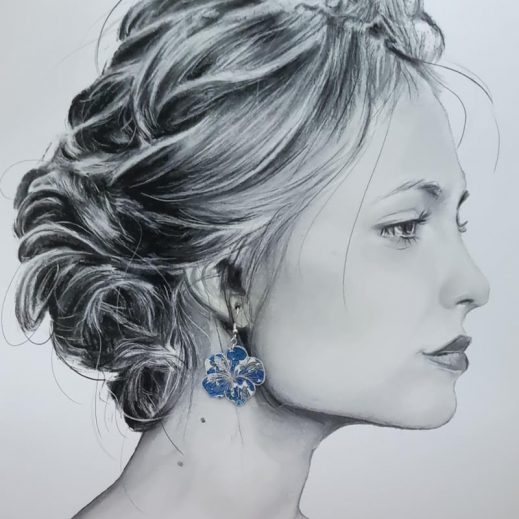 boucles d'oreilles papillon et hibiscus en liberty margareth Annie bleu boucles d'oreilles papillon et hibiscus en liberty margareth Annie bleu