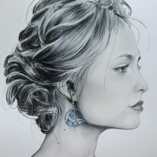 boucles d'oreilles papillon et hibiscus en liberty margareth Annie bleu boucles d'oreilles papillon et hibiscus en liberty margareth Annie bleu