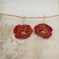 Boucles d'oreilles grandes créoles Coquelicot en tissu japonais moiré rouge