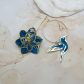 Boucles d'oreilles grandes créoles fleur de tiaré et colibri en TISSU liberty Maya