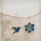 Boucles d'oreilles grandes créoles fleur de tiaré et colibri en TISSU liberty Maya