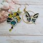 Boucles d'oreilles papillon et fleur de cerisier en TISSU liberty Revival moutarde