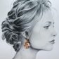 Boucles d'oreilles papillon et pensée en TISSU liberty Thorpe vert et corail