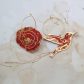 Boucles d'oreilles grandes créoles Coquelicot et colibri en tissu japonais moiré rouge