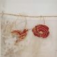Boucles d'oreilles grandes créoles Coquelicot et colibri en tissu japonais moiré rouge