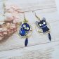 Boucles d'oreilles chat Kawaï en TISSU Capel indigo