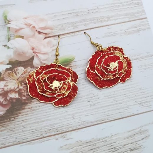 boucles coquelicot moiré rouge boucles coquelicot moiré rouge
