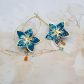 Boucles d'oreilles grandes créoles Fleur de Tiaré en tissu petit Pan Hanako orage