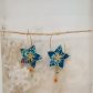 Boucles d'oreilles grandes créoles Fleur de Tiaré en tissu petit Pan Hanako orage