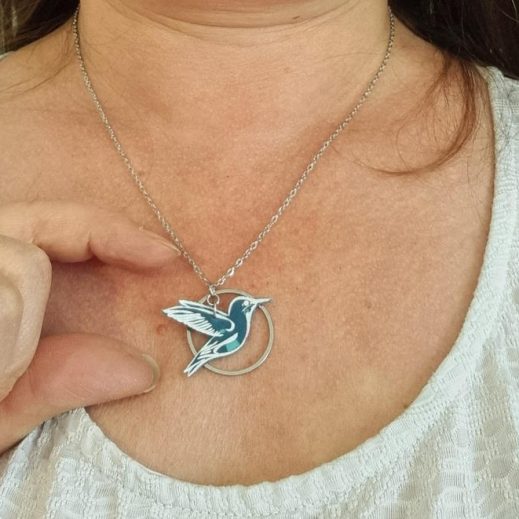 Collier colibri en liberty Capel Canard Collier colibri en liberty Capel Canard