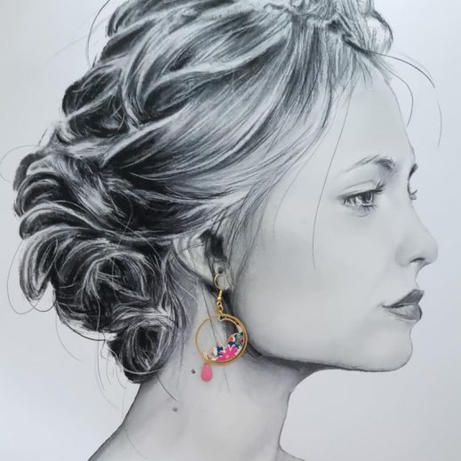 Boucles d'oreilles chats en liberty Libby tangerine Boucles d'oreilles chats en liberty Libby tangerine