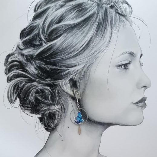 Boucles d'oreilles chats en tissus liberty Lilly Jane bleu Boucles d'oreilles chats en tissus liberty Lilly Jane bleu