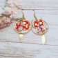 Boucles d'oreilles chat Kawaï en TISSU liberty Summer blooms coquelicot
