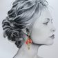 Boucles d'oreilles chat Kawaï en TISSU liberty Summer blooms coquelicot