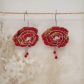 Boucles d'oreilles petites créoles Coquelicot en tissu japonais moiré rouge