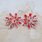 Boucles d'oreilles grandes créoles Marguerites en tissu liberty Summer Bloom coquelicot