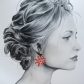 Boucles d'oreilles grandes créoles Marguerites en tissu liberty Summer Bloom coquelicot