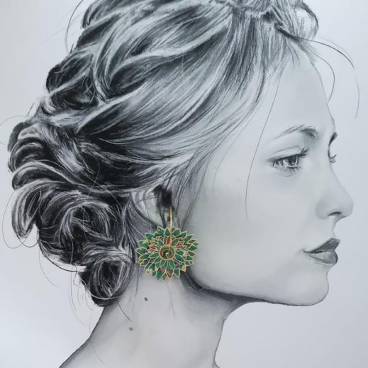 Boucles d'oreilles grandes créoles grands tournesols en Tissu donna leigh jade Boucles d'oreilles grandes créoles grands tournesols en Tissu donna leigh jade