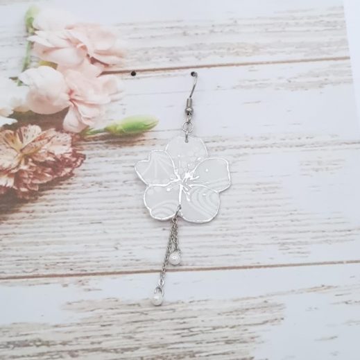 Boucle d'oreille A l'UNITE fleur de cerisier en liberty IANTHE