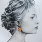 Boucles d'oreilles grandes créoles Fleurs de Tiaré en tissu Liberty Margareth Annie bleu et orange