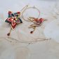 Boucles d'oreilles grandes créoles fleur de tiaré et colibri en TISSU liberty little eustacia