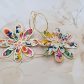 Boucles d'oreilles petites créoles Marguerites en tissu liberty Libby Tangerine