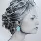 Boucles d'oreilles grandes créoles fleur de cerisier et colibri en TISSU liberty Capel mint