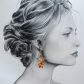 Boucles d'oreilles Perroquet et fleurs de tiaré en liberty Margareth annie bleu et orange