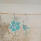 Boucles d'oreilles grandes créoles fleur de cerisier et colibri en TISSU liberty Capel mint